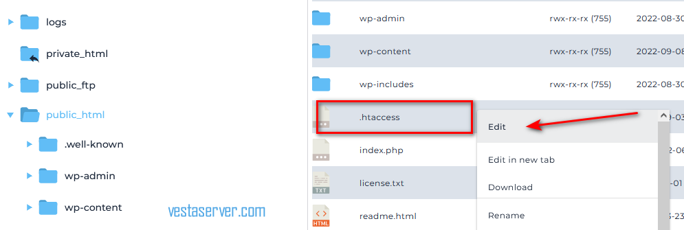 ویرایش فایل htaccess.-مرحله4