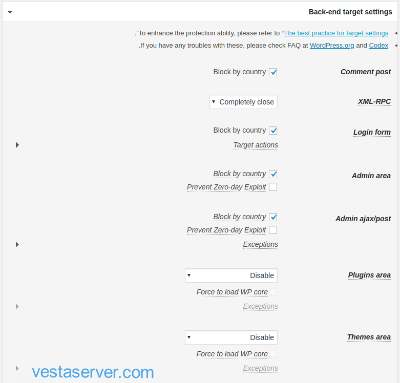 تنظیمات Back-end